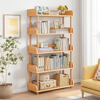 5-Ebenen Bücherregal Eiche - Modernes Holzregal für Wohnzimmer