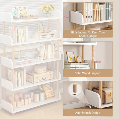 5-Ebenen Bücherregal aus Holz – Modernes Freistehend Regal Weiß