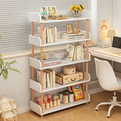 5-Ebenen Bücherregal aus Holz – Modernes Freistehend Regal Weiß