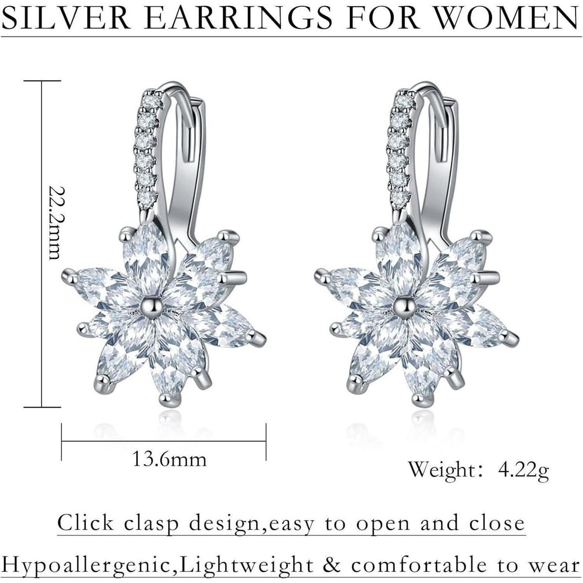 Blumen Creolen Silber mit Zirkonia – Damen Ohrringe