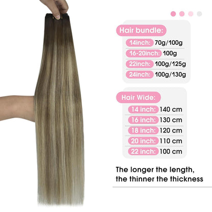 Echthaar Tressen Braun Balayage Ombre 50cm Haarverlängerung