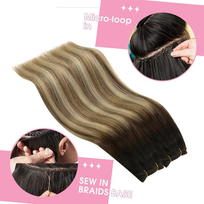 Echthaar Tressen Ombre Braun 45cm – Gerade Weave Extension