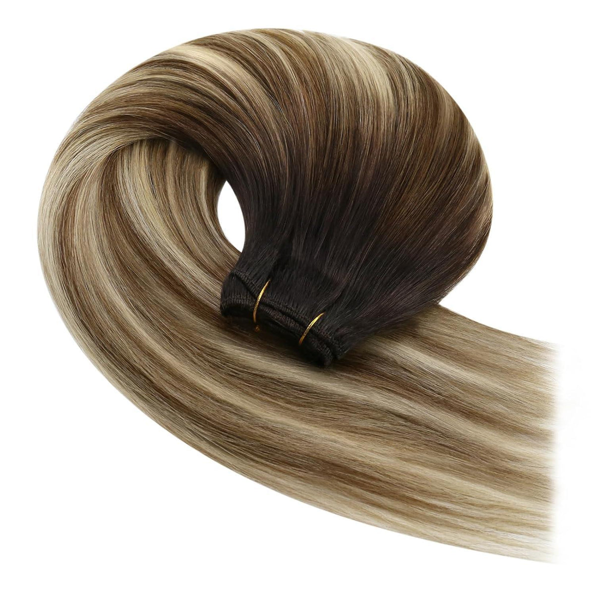 Echthaar Tressen Ombre Braun 45cm – Gerade Weave Extension