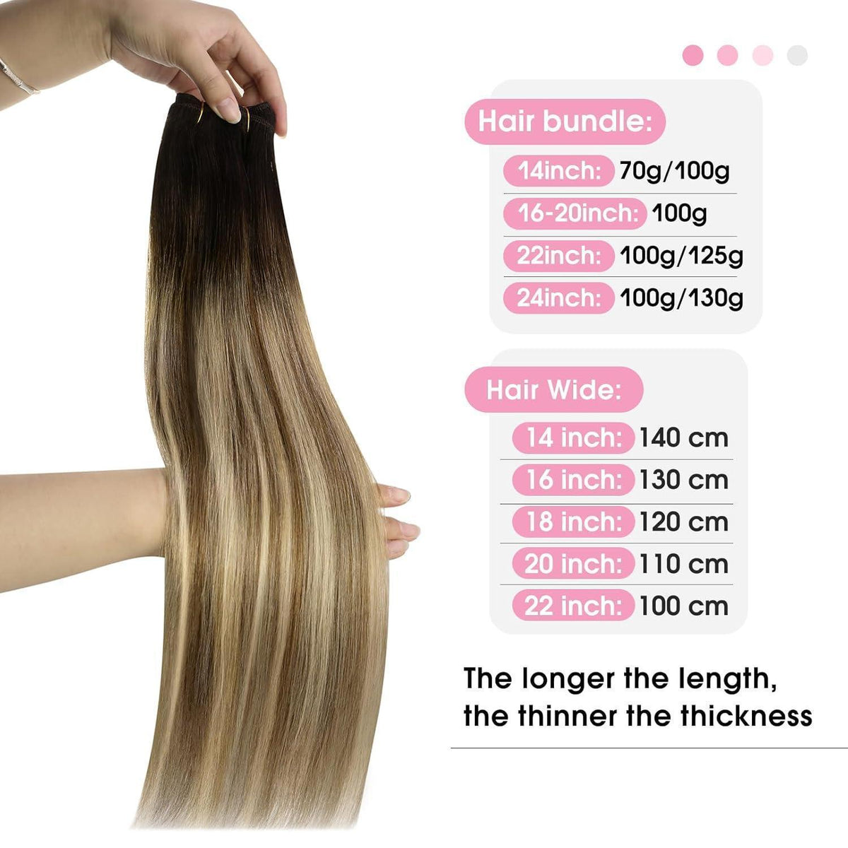 Echthaar Tressen Ombre Braun Balayage Blond 50cm