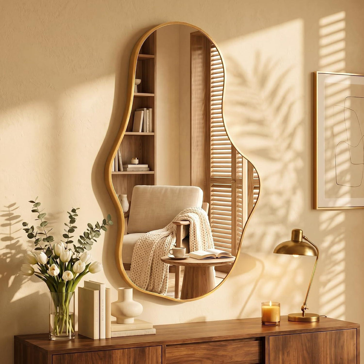 Wavy Wandspiegel Gold – Abstraktes Wellendesign 100x60cm