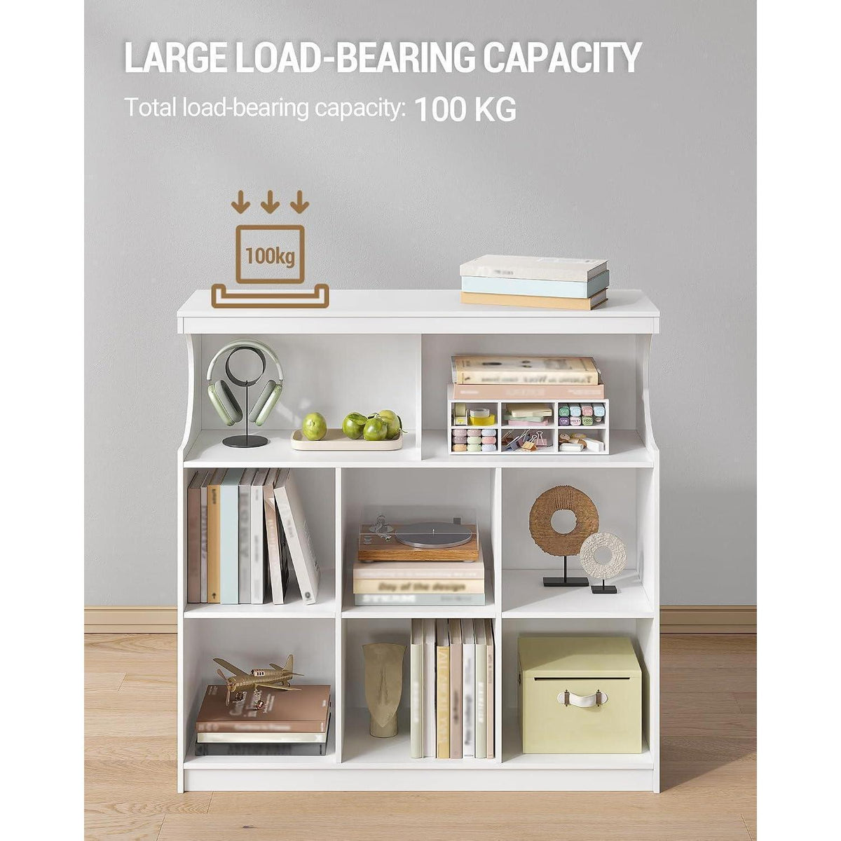 Weißes Bücherregal 8-Fach | Standregal für Wohnzimmer, Büro & Schlafzimmer