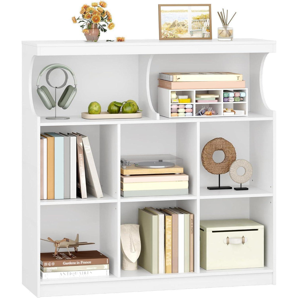 Weißes Bücherregal 8-Fach | Standregal für Wohnzimmer, Büro & Schlafzimmer