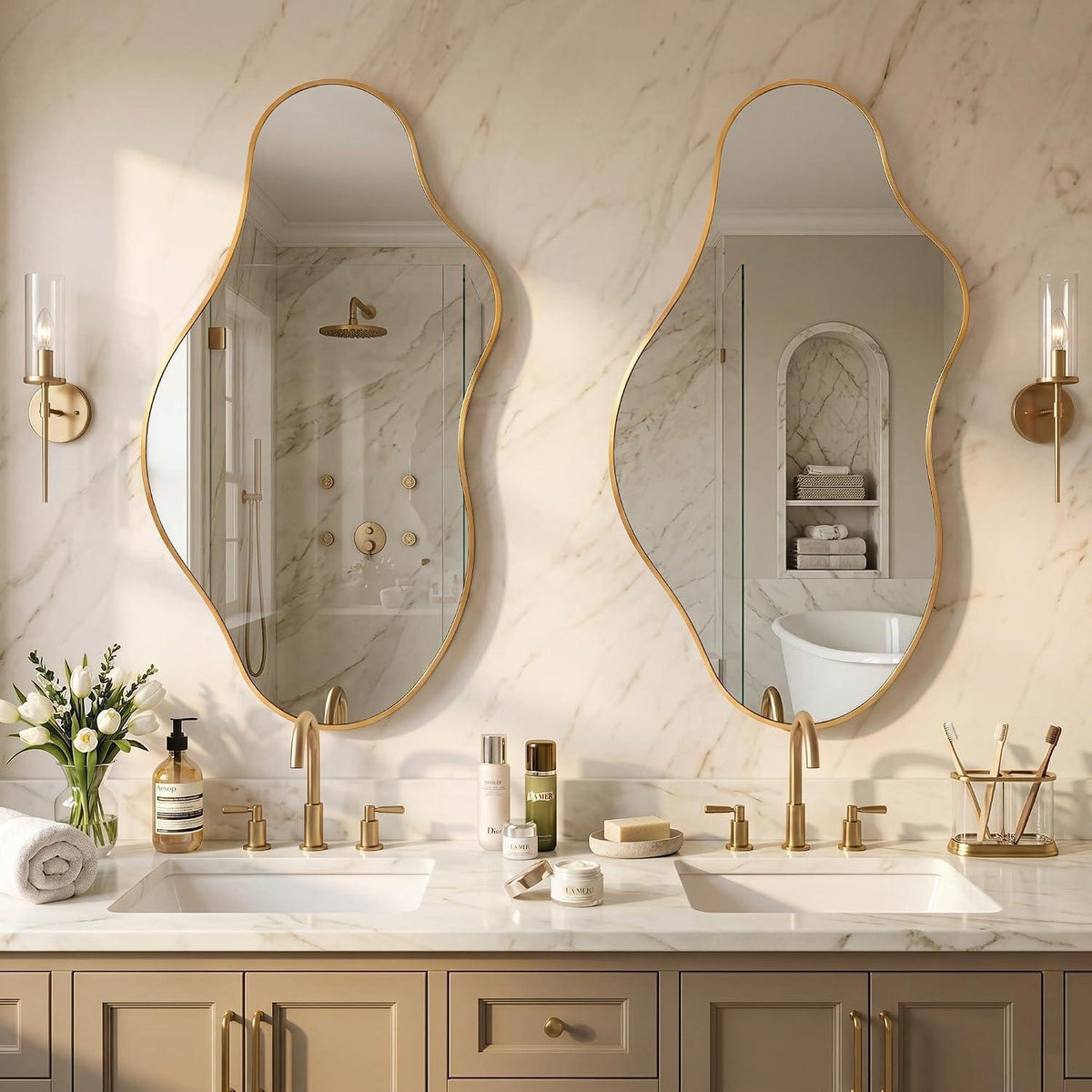 Wavy Wandspiegel Gold – Abstrakt & Skulptural