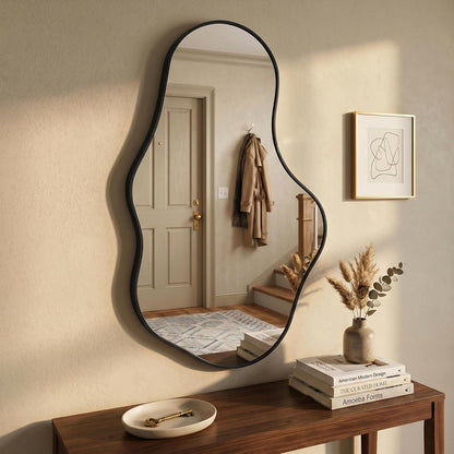 Wavy Wandspiegel Schwarz – Abstraktes Wellen-Design