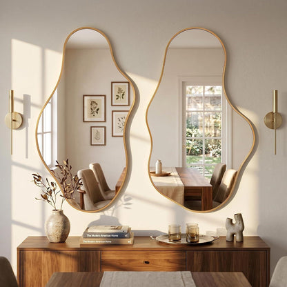 Wavy Wandspiegel Gold – Abstraktes Wellendesign für Bad & Co.