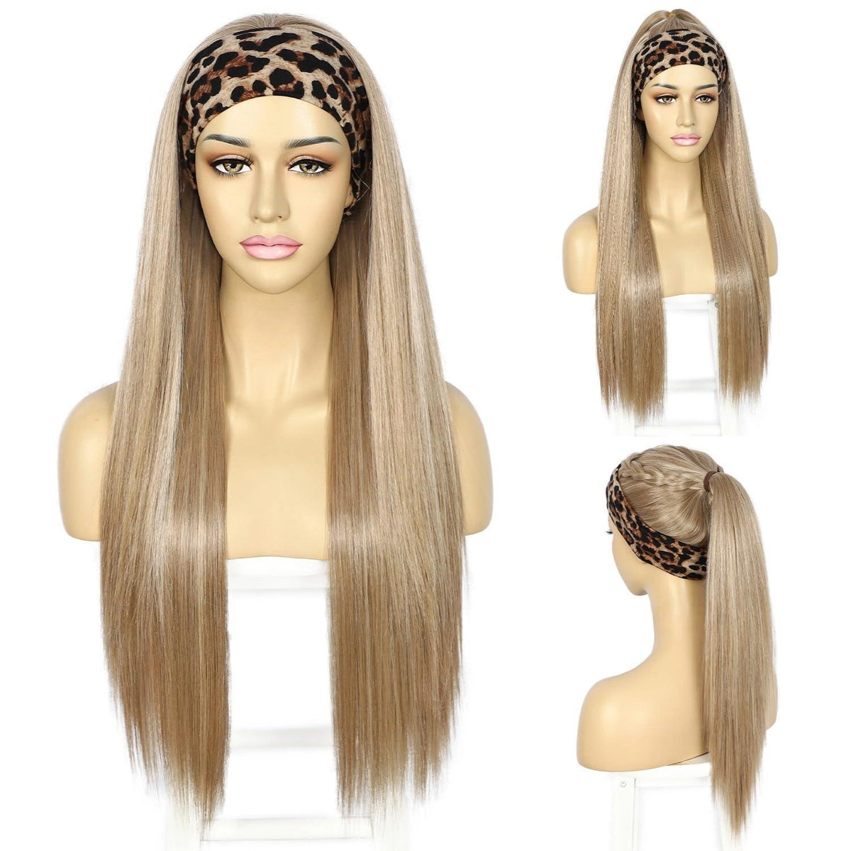 Blond Stirnband Perücke – Synthetisch, 26 Zoll, mit Stirnbändern