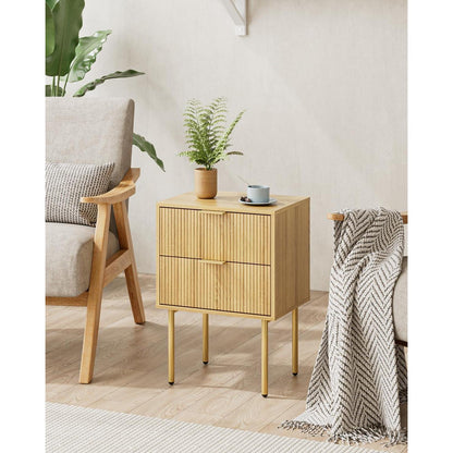 Nachttisch mit 2 Schubladen, Eiche, modern & Boho Stil