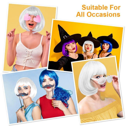 Weißes Bob Perücken-Set 3er-Pack | Cosplay, Party & Halloween