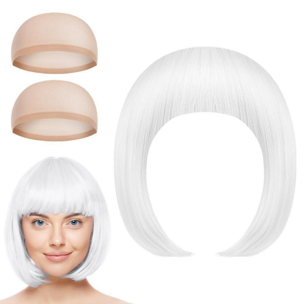 Weißes Bob Perücken-Set 3er-Pack | Cosplay, Party & Halloween