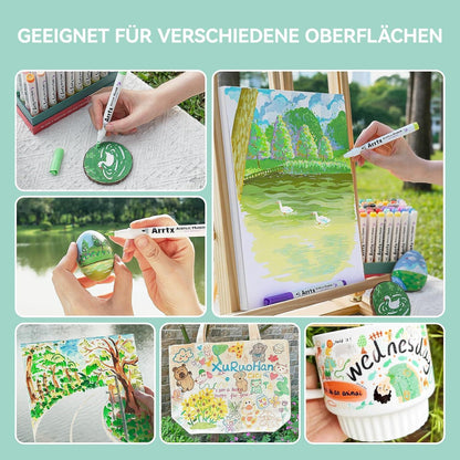 60 Acrylmarker Set Pinselspitze Wasserfest für Malen & Basteln