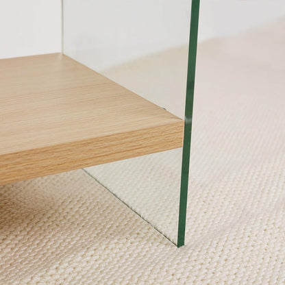 Schmaler Konsolentisch Holz mit Glasbeinen | Flurtisch 80x30 cm
