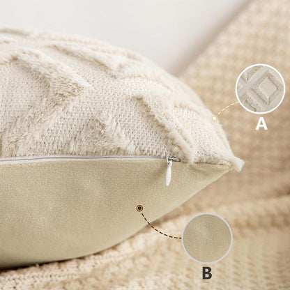 Boho Kissenbezug 2er Set 45x45 cm Beige – Flauschig & Dekorativ