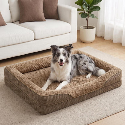 Orthopädisches Hundebett Memory Foam – Braun, 89x64x18cm