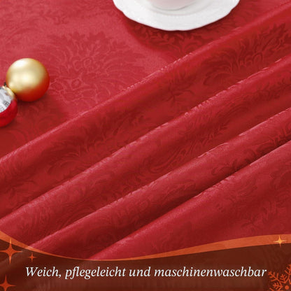 Romanstile Weihnachten Tischdecke Rot 350x150 cm Jacquard Barock