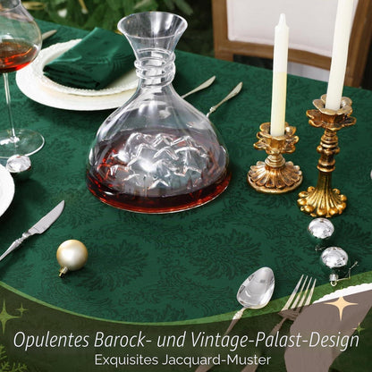 Grüne Tischdecke Romanstil Weihnachten 140x240 cm, Wasserabweisend
