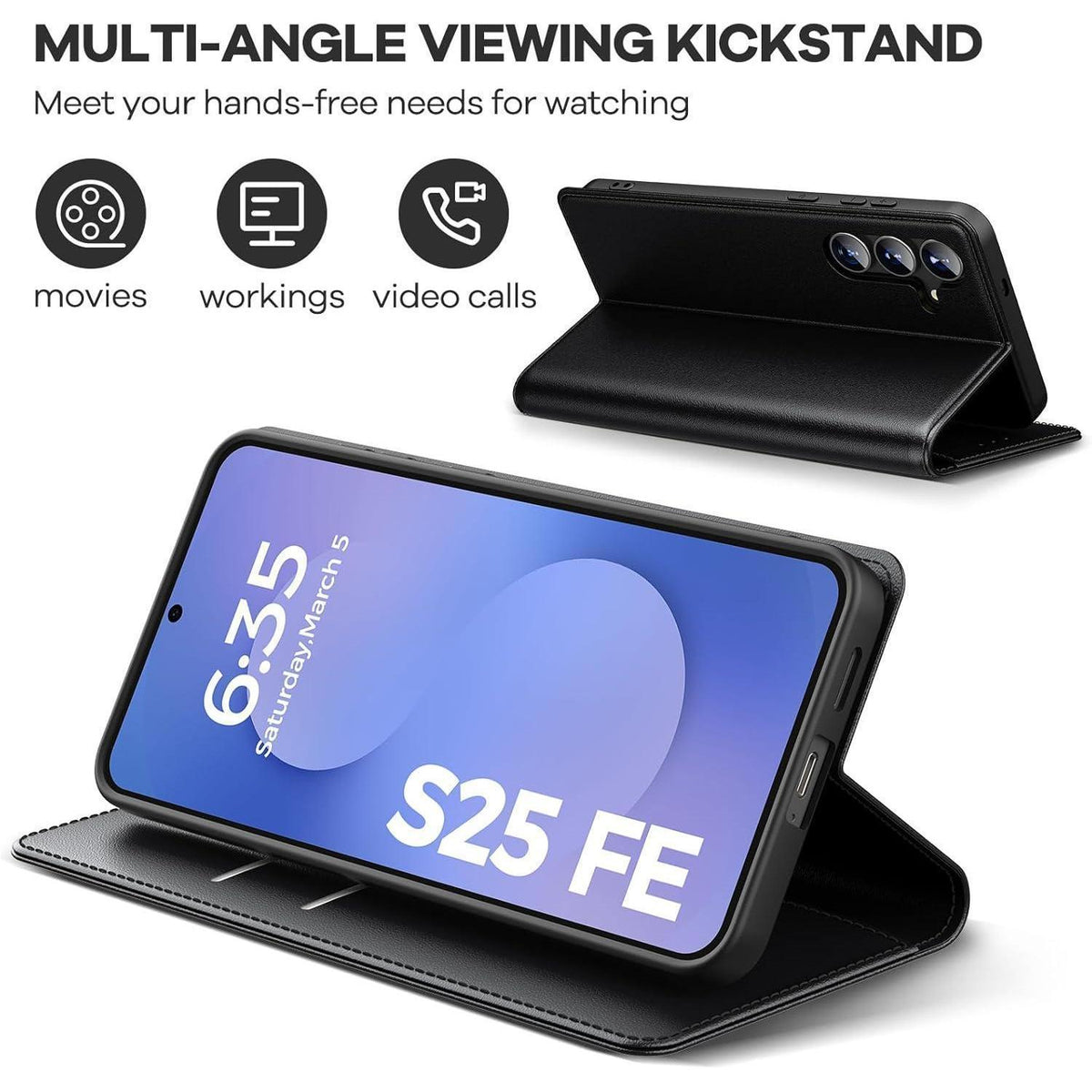 Samsung Galaxy S25 FE Klapphülle mit 2x Panzerglas, Kartenfach & RFID-Schutz