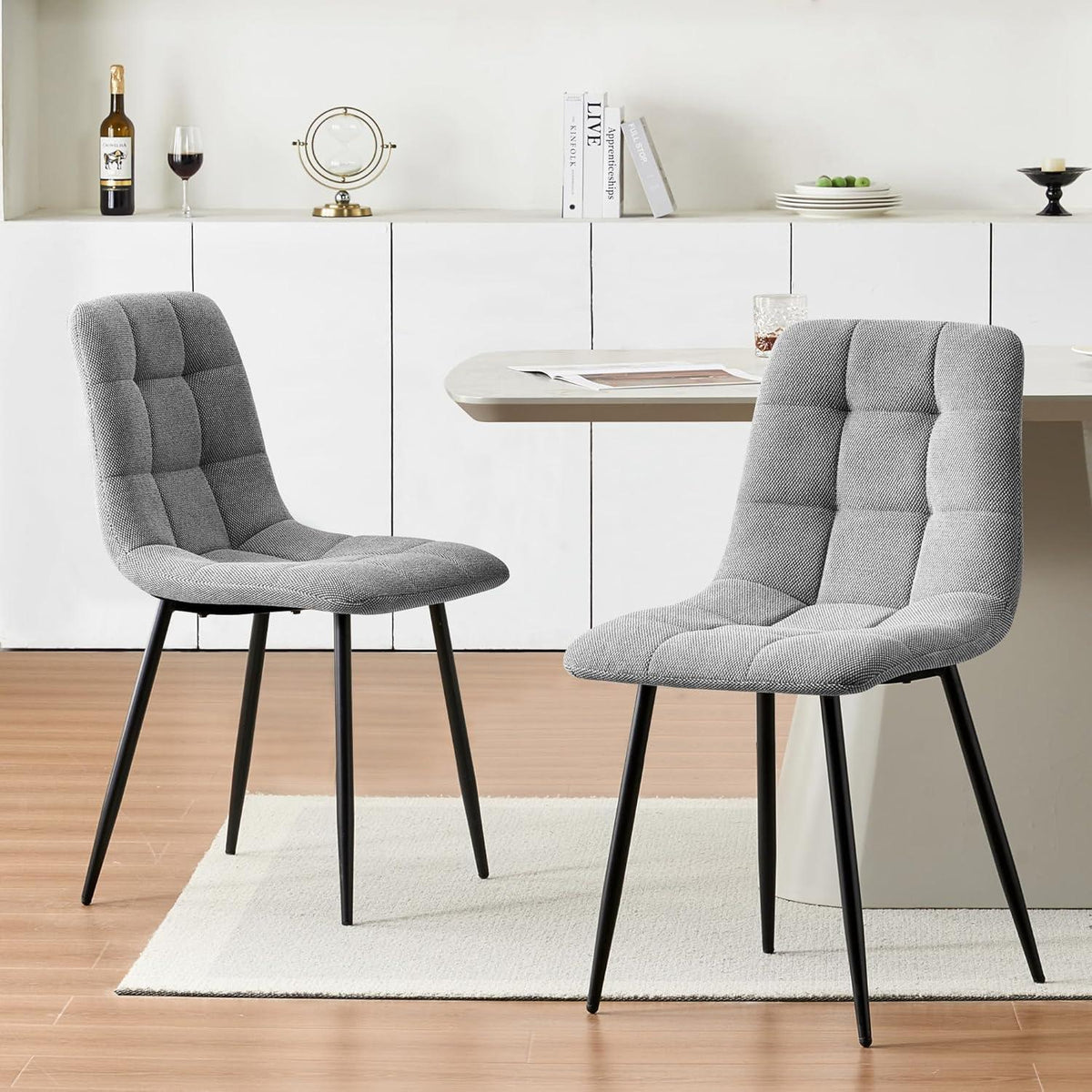 Esszimmerstühle Set 6x Dunkelgrau Chenille Gepolstert