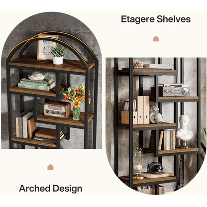 7-stöckiges Bücherregal Industrial-Stil, 180 cm hoch