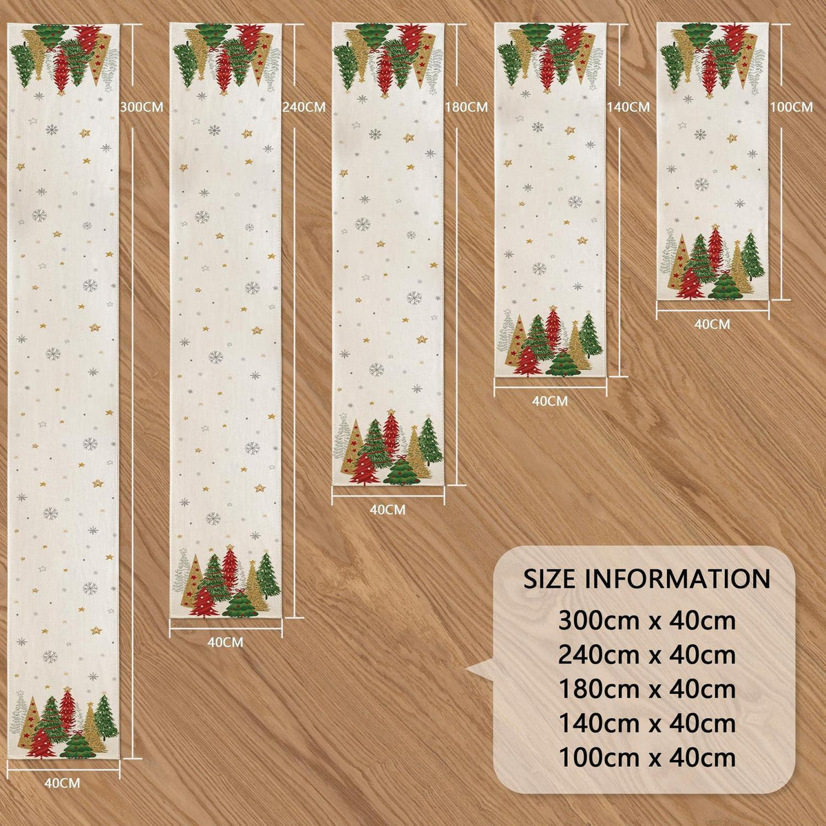 Tischläufer Weihnachten 40x180 cm Beige – Moderne Winterdeko