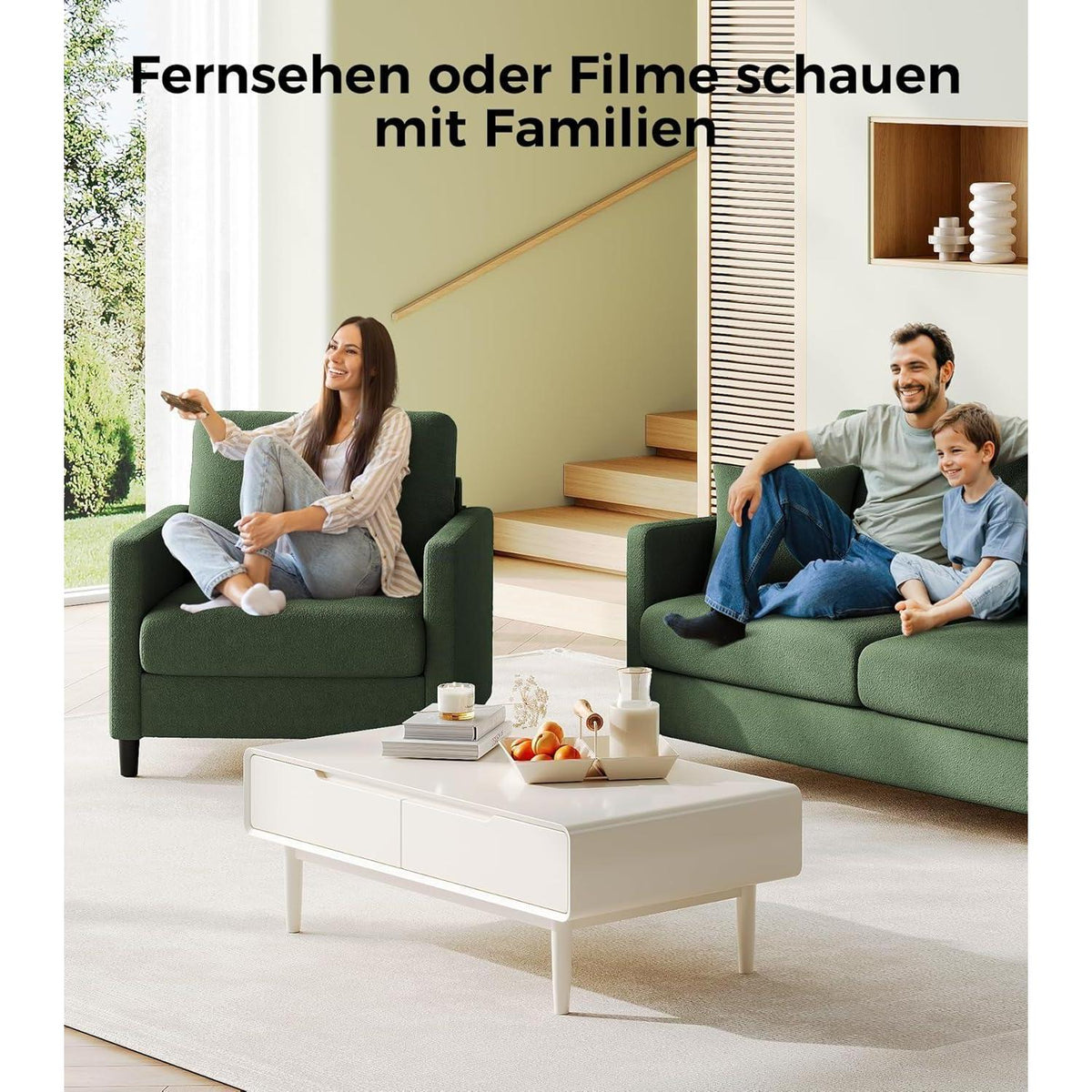 Bequemer Lesesessel Grün – Kleines Sofa für Wohnzimmer & Jugendzimmer