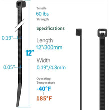 Nylon Kabelbinder 30,5 cm Schwarz 5000er Pack