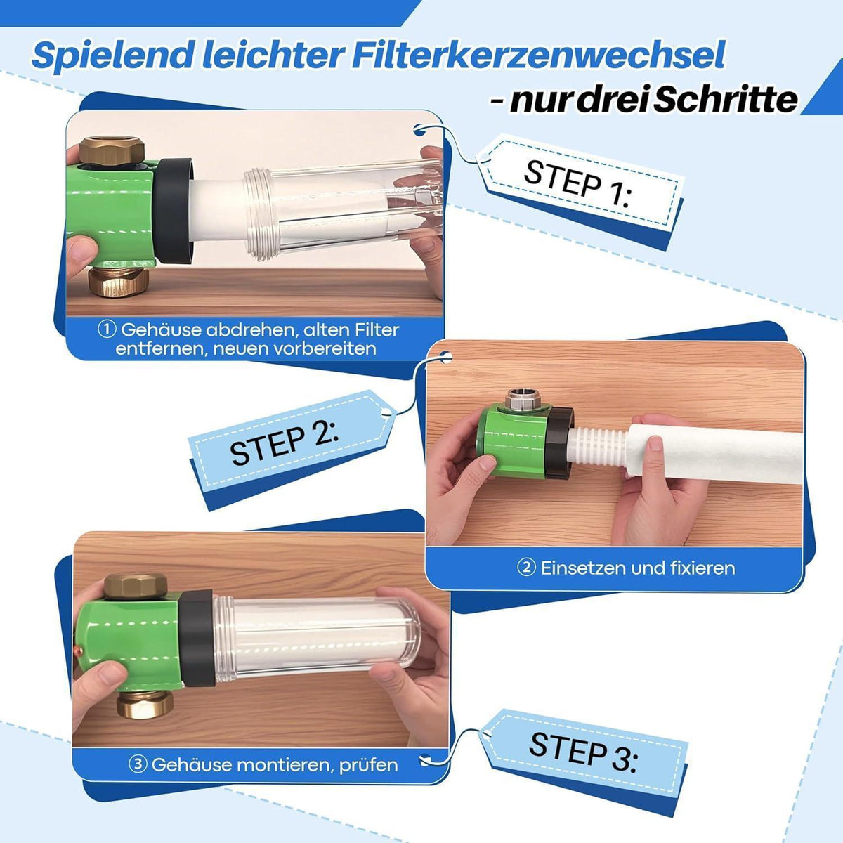 Ersatzfilter 80µm für Wasserfilter – 4er Set, Wollfaser