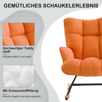 Gepolsterter Schaukelstuhl mit Armlehnen – Orange