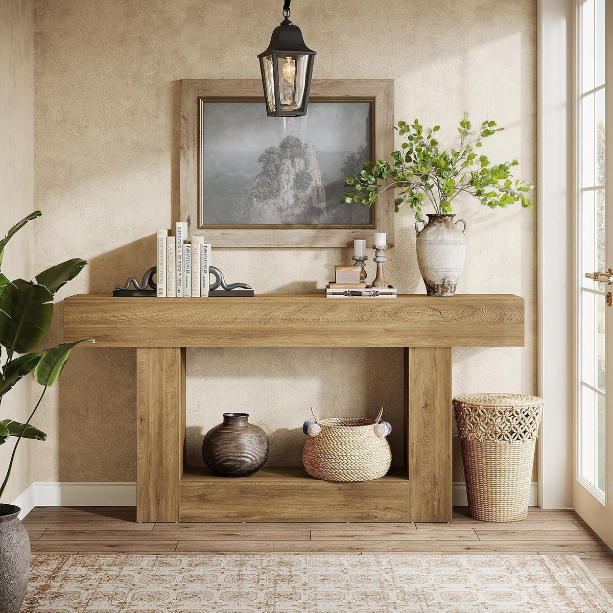 160cm Konsolentisch mit Stauraum & Bauernhaus Design