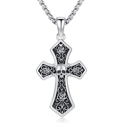 Kreuz Kette Herren 925 Sterling Silber Abalone/Opal/Malachit