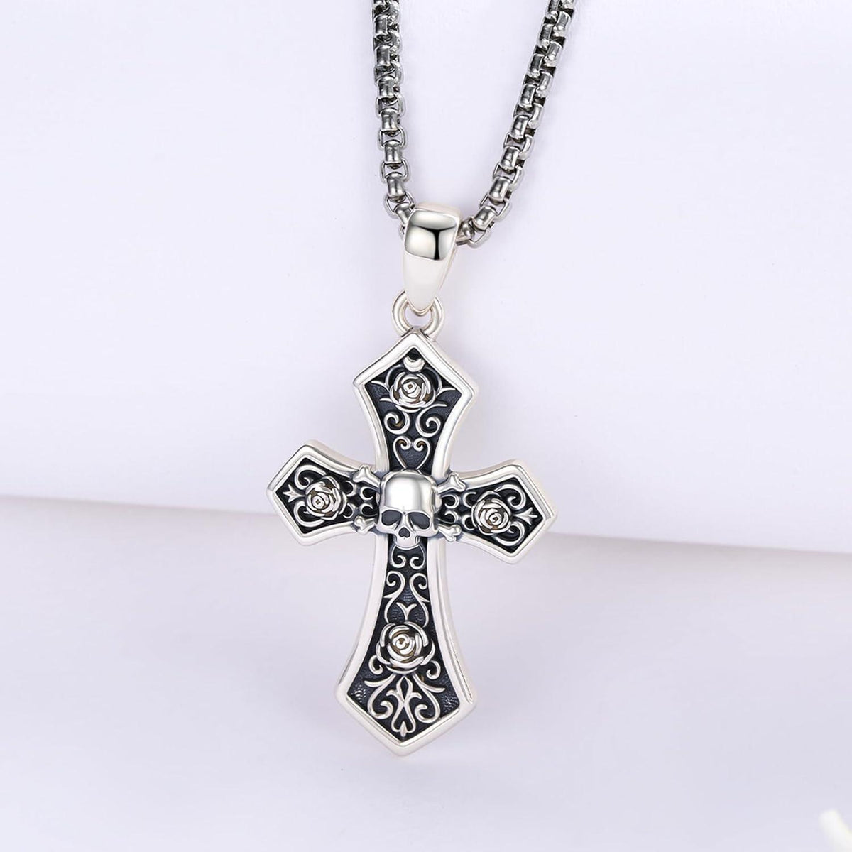 Kreuz Kette Herren 925 Sterling Silber Abalone/Opal/Malachit