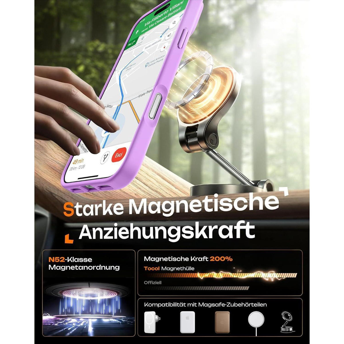 iPhone 17 Pro Hülle MagSafe Matt Lila mit Kameraschutz