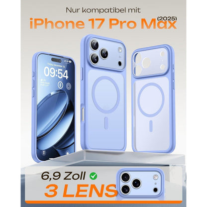 iPhone 17 Pro Max Hülle mit MagSafe, transluzent matt, hellblau