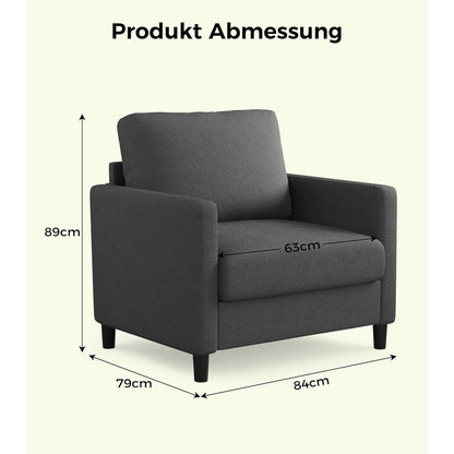 Bequemer Lesesessel Grau – Kleines Sofa für Wohnzimmer & Jugendzimmer