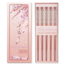 Edelstahl Essstäbchen Set Rosa Sakura Laser Graviert