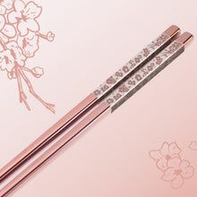 Edelstahl Essstäbchen Set Rosa Sakura Laser Graviert