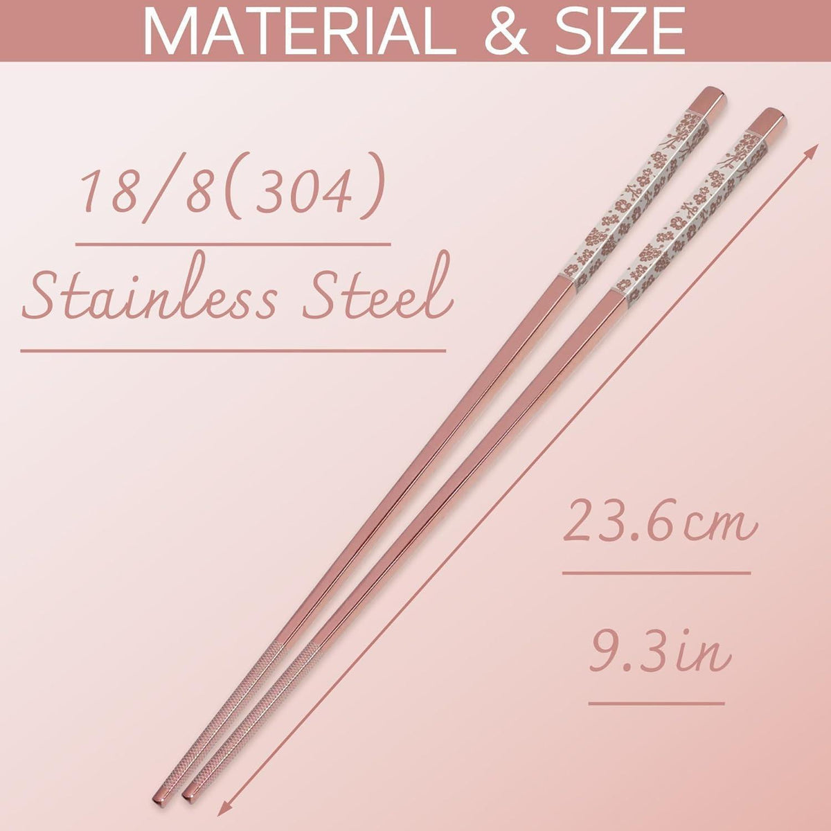 Edelstahl Essstäbchen Set Rosa Sakura Laser Graviert