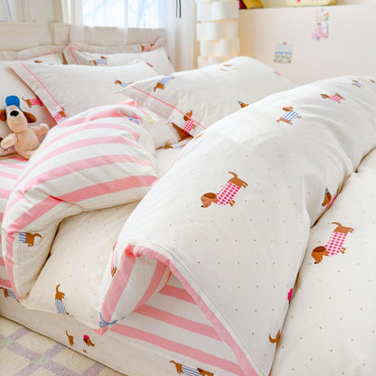 Rosa Dackel Bettwäsche Set 200x220 cm – Mädchenzimmer Bettbezug