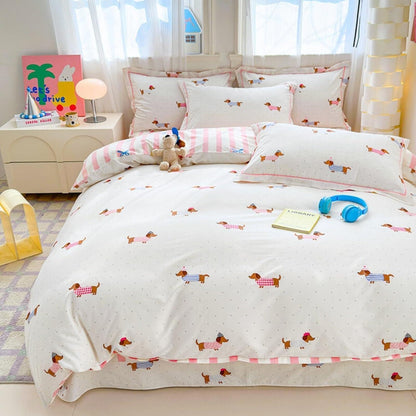 Rosa Dackel Bettwäsche Set 200x220 cm – Mädchenzimmer Bettbezug