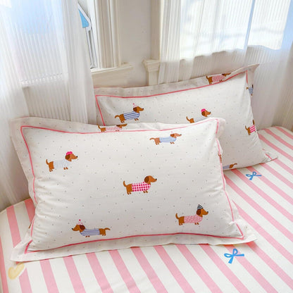 Rosa Dackel Bettwäsche Set 200x220 cm – Mädchenzimmer Bettbezug