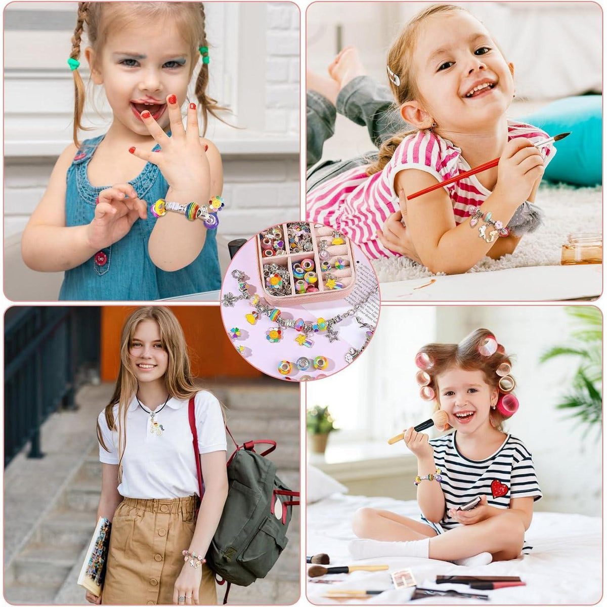 Armband Bastelset Kinder – 66-teilig mit Perlen & Geschenkbox