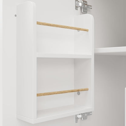 Küchenschrank mit Klappplatte, Weinregal & Handtuchhalter, Weiß