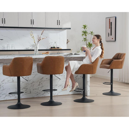 Barhocker Set 2er –, Höhenverstellbar & Drehbar in Lederoptik