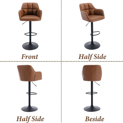 Barhocker Set 2er –, Höhenverstellbar & Drehbar in Lederoptik