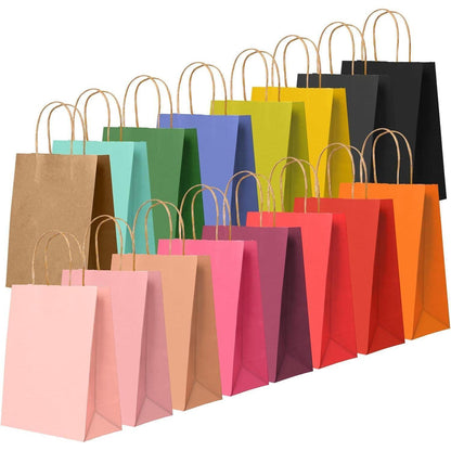 Kraftpapier Geschenktüten mit Henkel, 24er Set, 15x8x21 cm