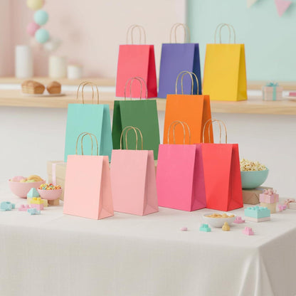 Kraftpapier Geschenktüten mit Henkel, 24er Set, 15x8x21 cm